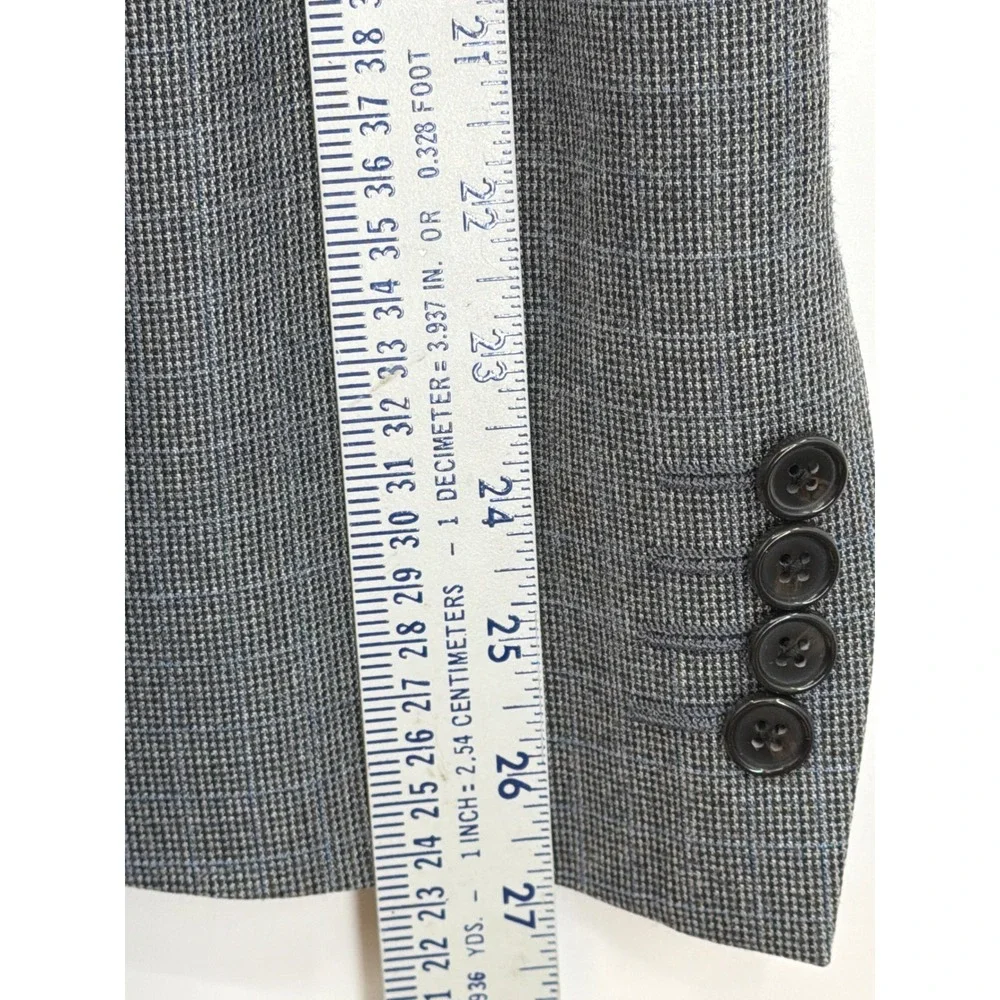 Vtg Ralph Lauren Mens Silk Wool Blue Gray Glen Plaid Blazer Sport Coat Canada